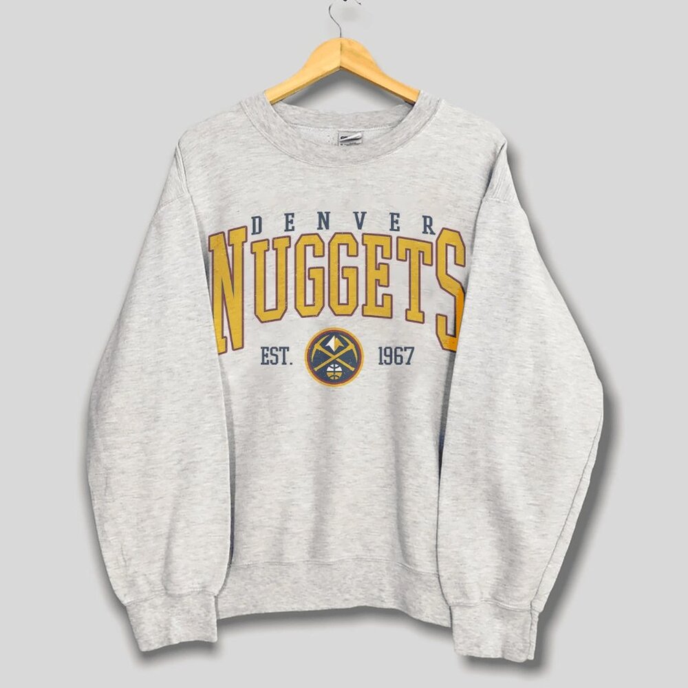 Vintage Denver Nuggets Sweatshirt, Vintage NBA Denver Nuggets Basketball Shirt